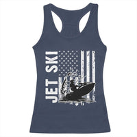 Jet Ski Lover Racerback Tank Top Vintage Ski Rider American Flag Water Sport - Wonder Print Shop