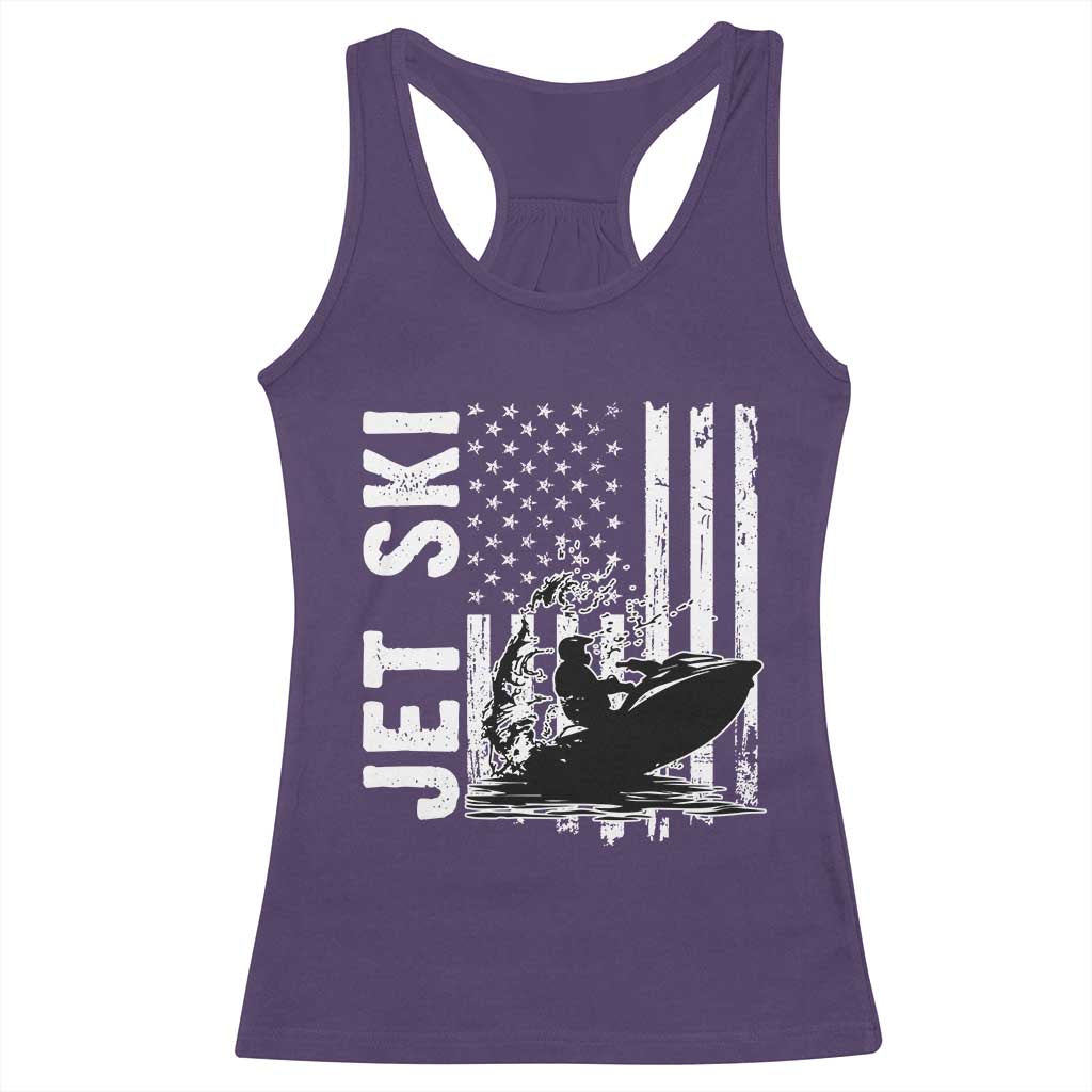 Jet Ski Lover Racerback Tank Top Vintage Ski Rider American Flag Water Sport - Wonder Print Shop