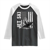 Jet Ski Lover Raglan Shirt Vintage Ski Rider American Flag Water Sport - Wonder Print Shop