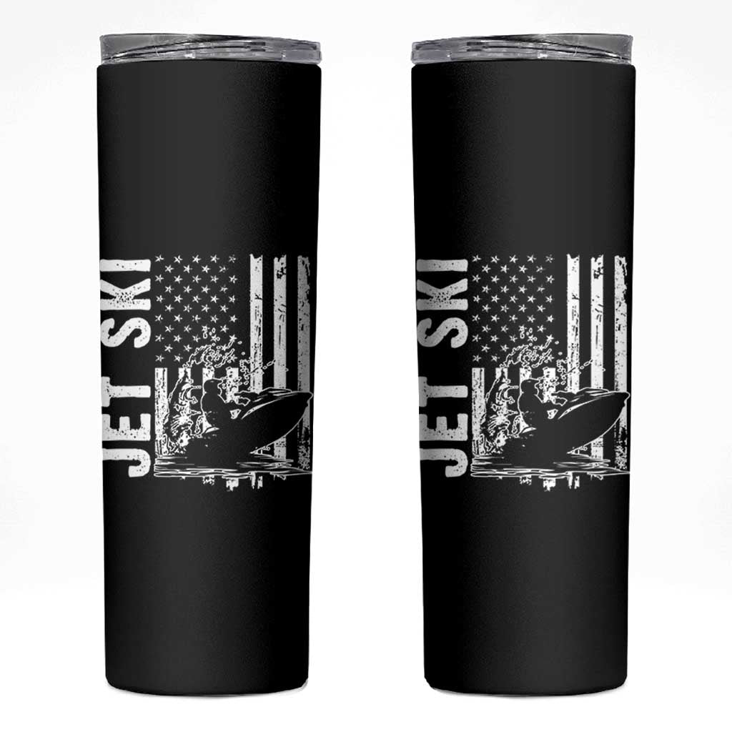 Jet Ski Lover Skinny Tumbler Vintage Ski Rider American Flag Water Sport - Wonder Print Shop