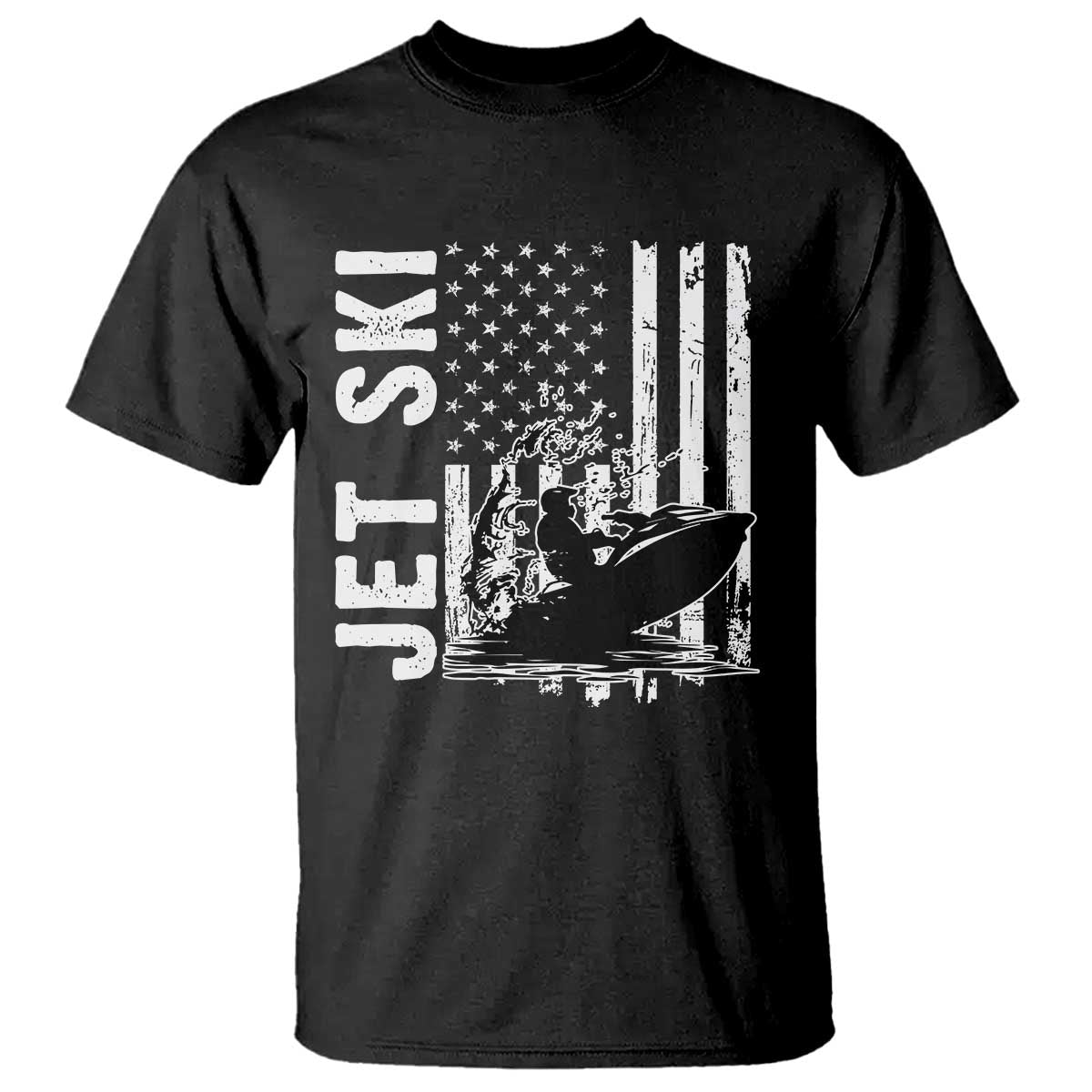 Jet Ski Lover T Shirt Vintage Ski Rider American Flag Water Sport - Wonder Print Shop