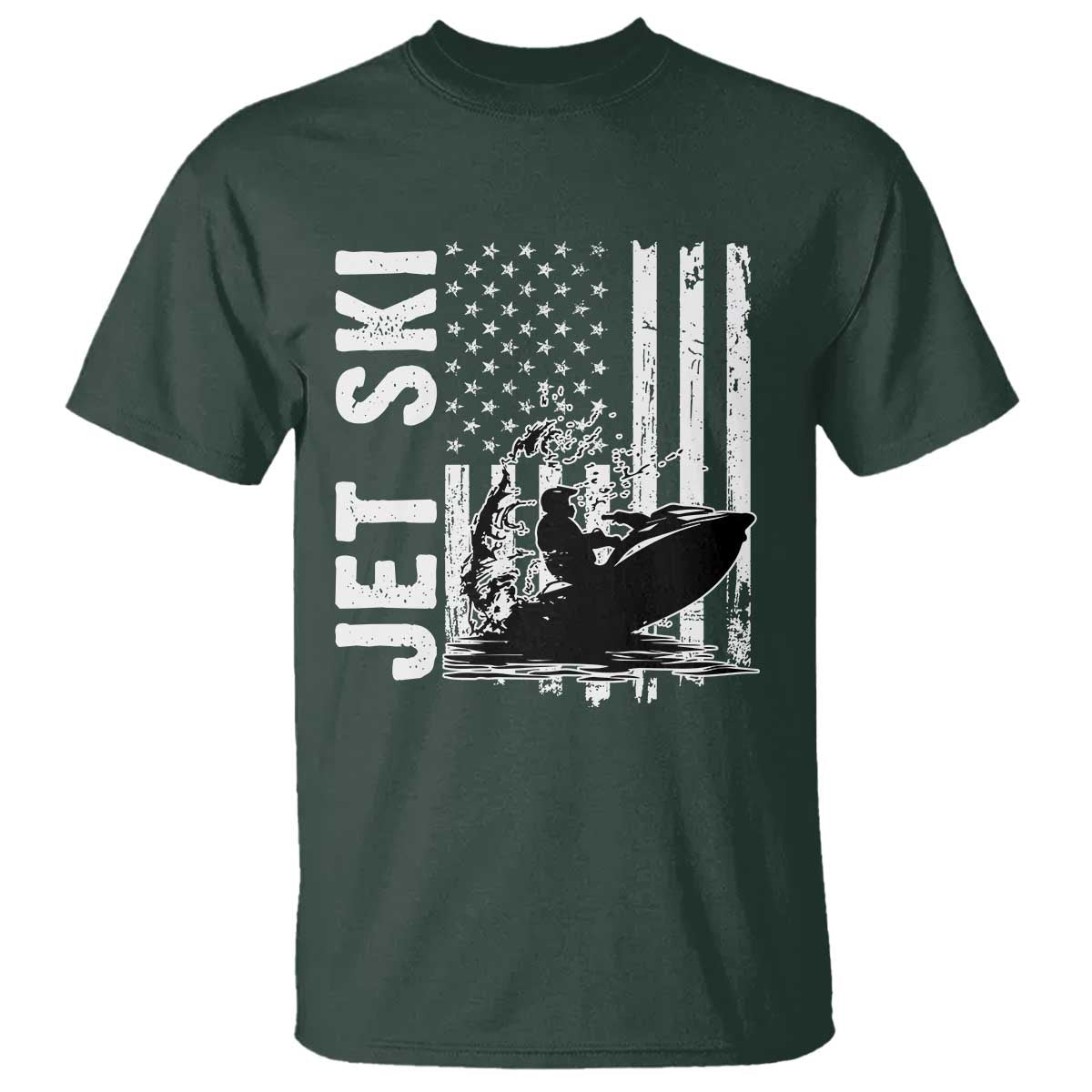 Jet Ski Lover T Shirt Vintage Ski Rider American Flag Water Sport - Wonder Print Shop