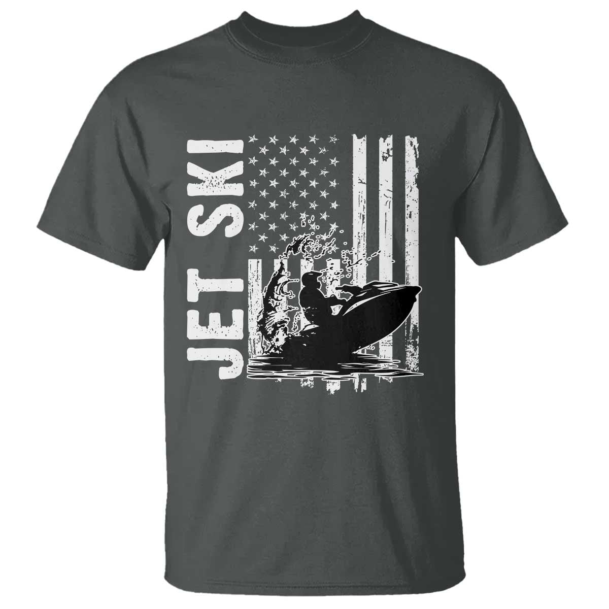 Jet Ski Lover T Shirt Vintage Ski Rider American Flag Water Sport - Wonder Print Shop
