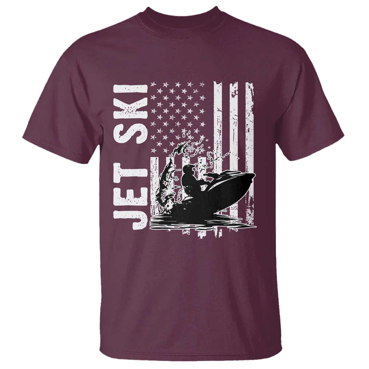 Jet Ski Lover T Shirt Vintage Ski Rider American Flag Water Sport - Wonder Print Shop