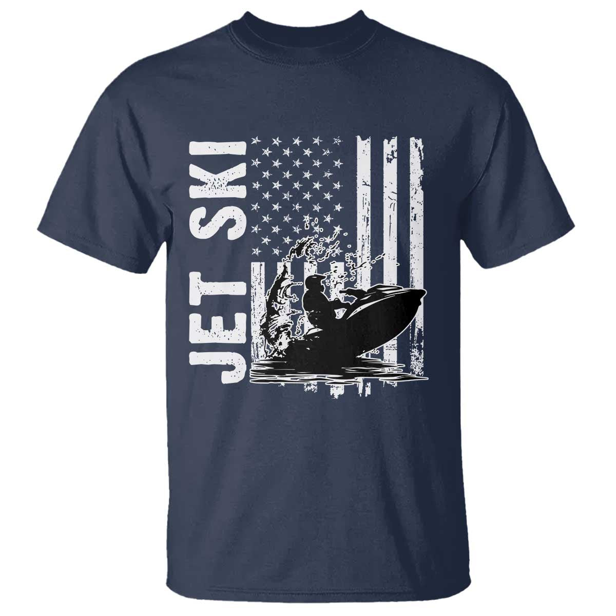 Jet Ski Lover T Shirt Vintage Ski Rider American Flag Water Sport - Wonder Print Shop