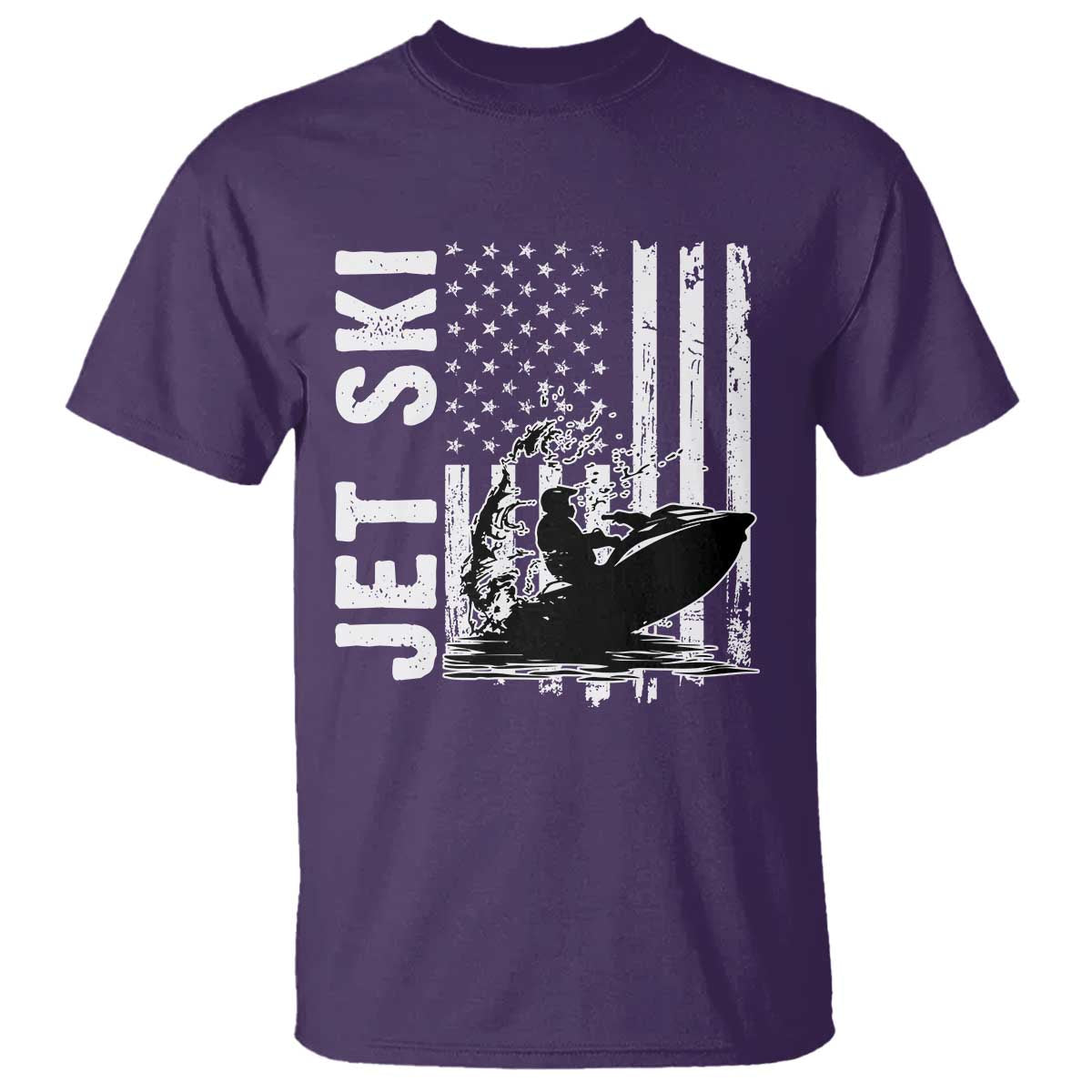 Jet Ski Lover T Shirt Vintage Ski Rider American Flag Water Sport - Wonder Print Shop