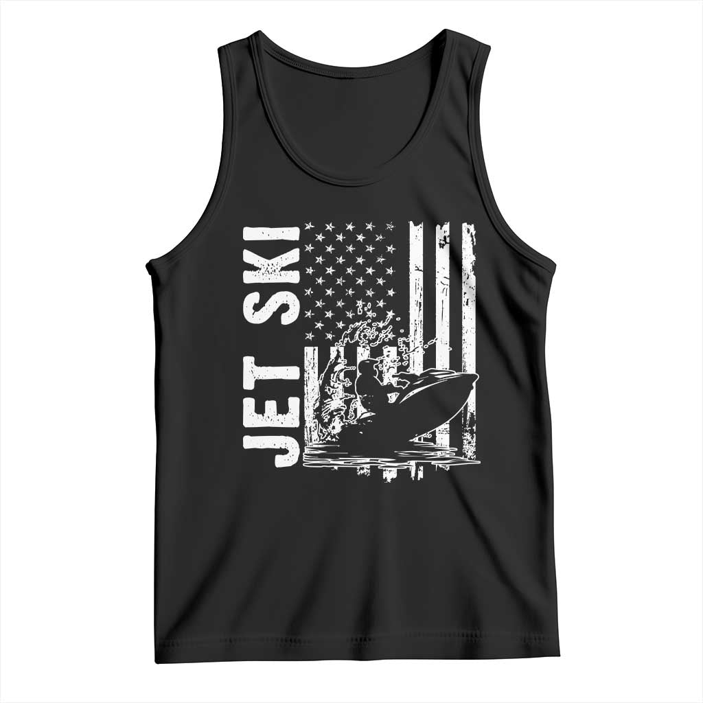Jet Ski Lover Tank Top Vintage Ski Rider American Flag Water Sport - Wonder Print Shop