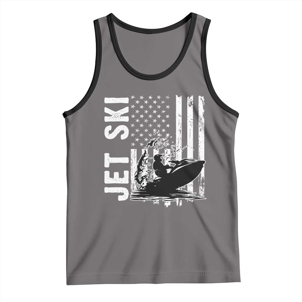 Jet Ski Lover Tank Top Vintage Ski Rider American Flag Water Sport - Wonder Print Shop
