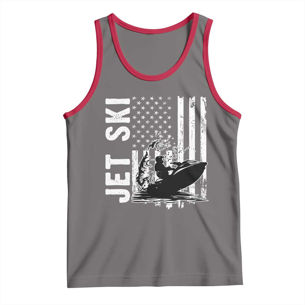 Jet Ski Lover Tank Top Vintage Ski Rider American Flag Water Sport - Wonder Print Shop