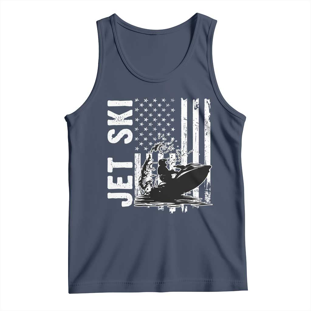 Jet Ski Lover Tank Top Vintage Ski Rider American Flag Water Sport - Wonder Print Shop