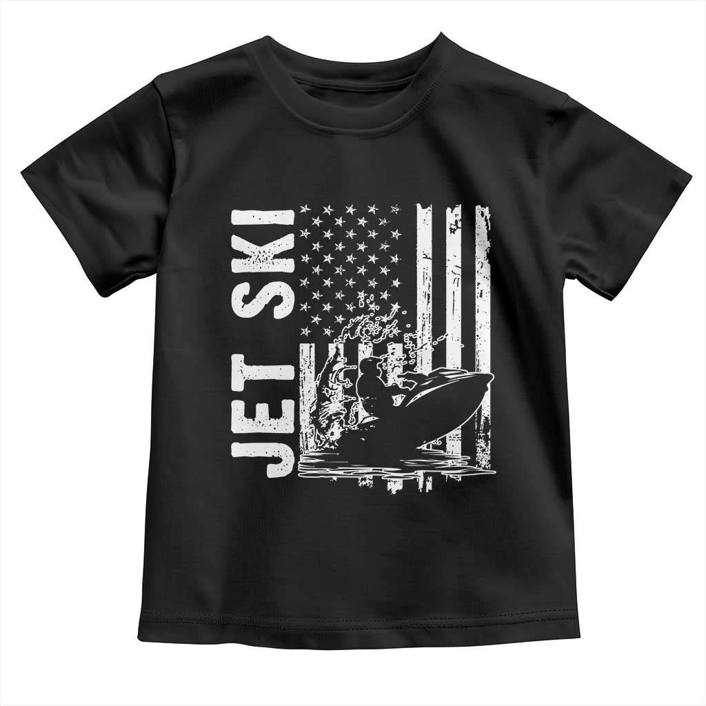 Jet Ski Lover Toddler T Shirt Vintage Ski Rider American Flag Water Sport - Wonder Print Shop