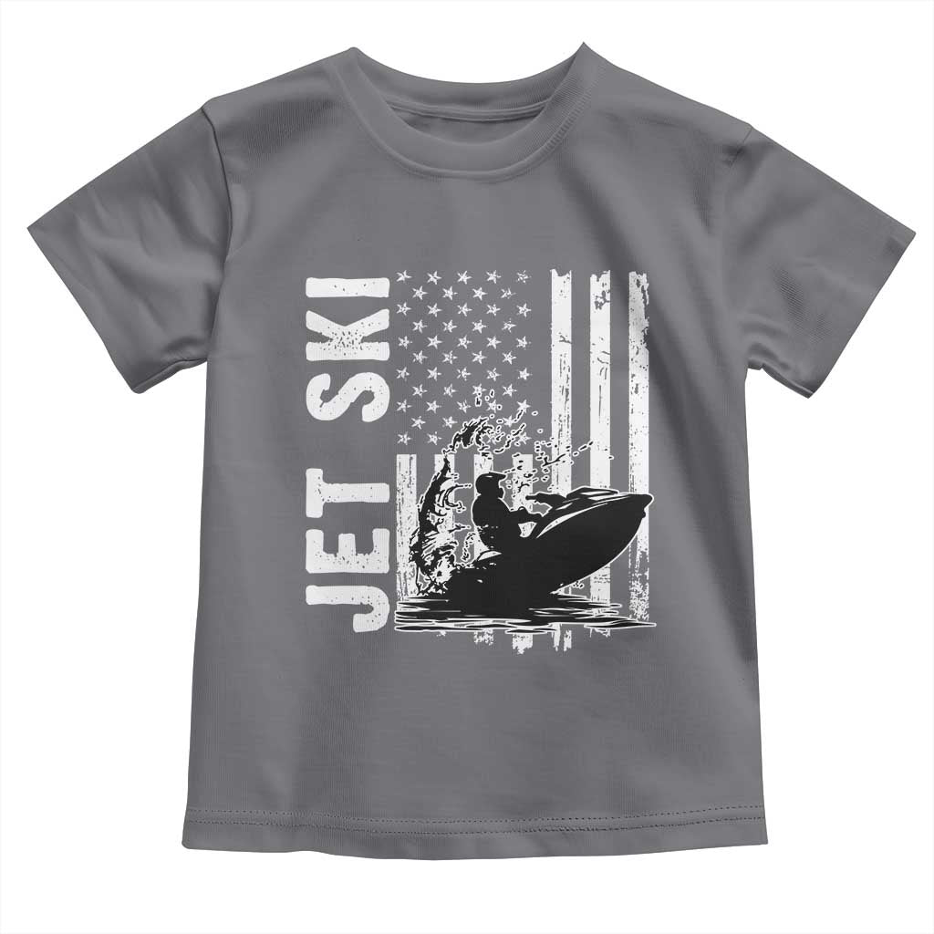 Jet Ski Lover Toddler T Shirt Vintage Ski Rider American Flag Water Sport - Wonder Print Shop