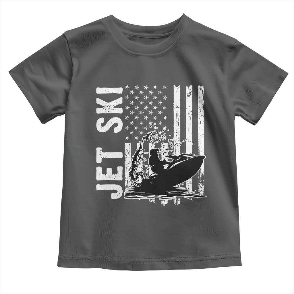 Jet Ski Lover Toddler T Shirt Vintage Ski Rider American Flag Water Sport - Wonder Print Shop