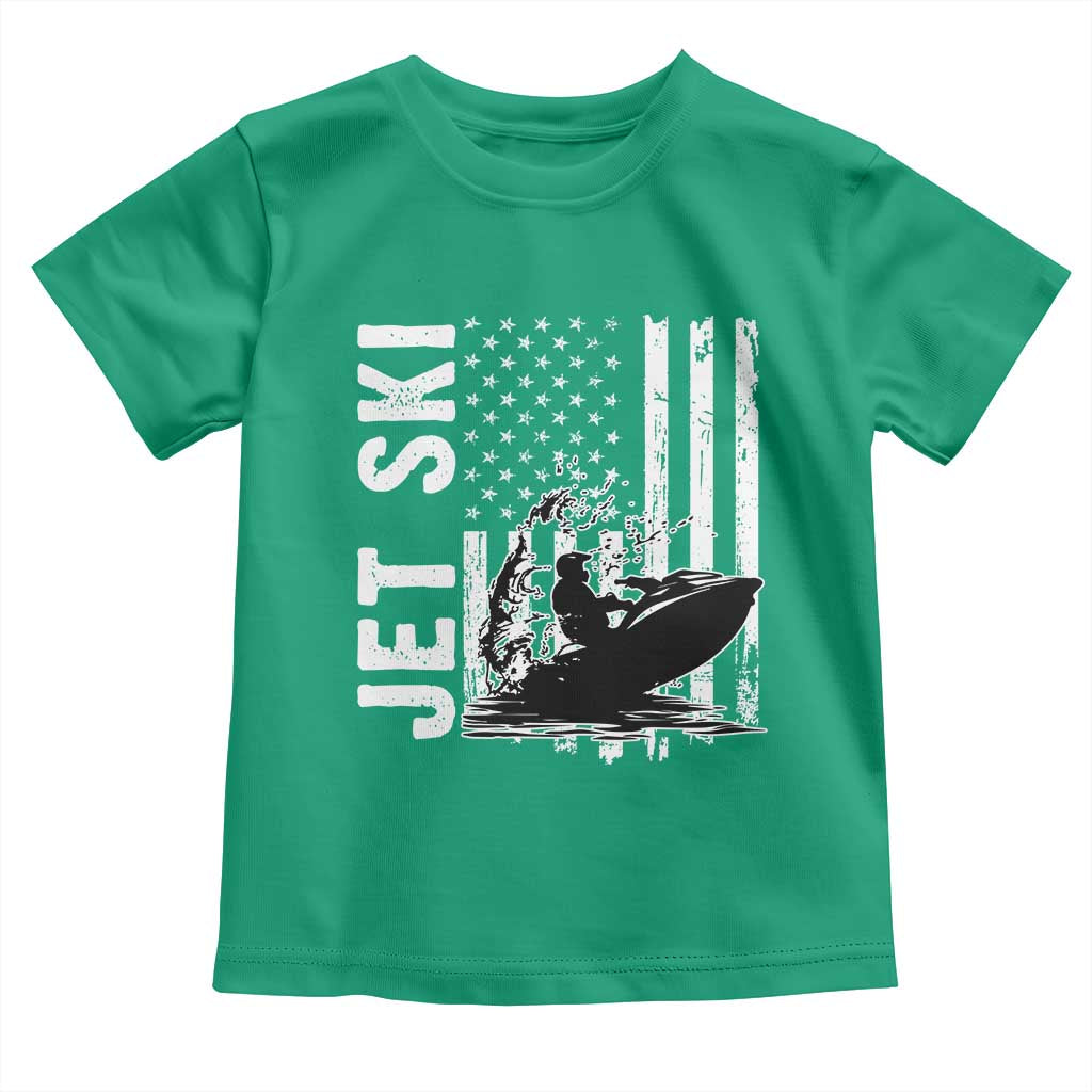 Jet Ski Lover Toddler T Shirt Vintage Ski Rider American Flag Water Sport - Wonder Print Shop