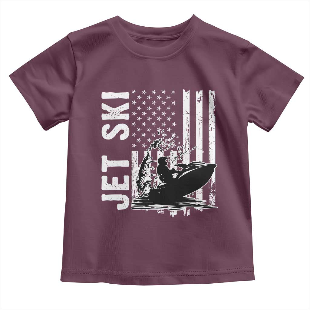 Jet Ski Lover Toddler T Shirt Vintage Ski Rider American Flag Water Sport - Wonder Print Shop