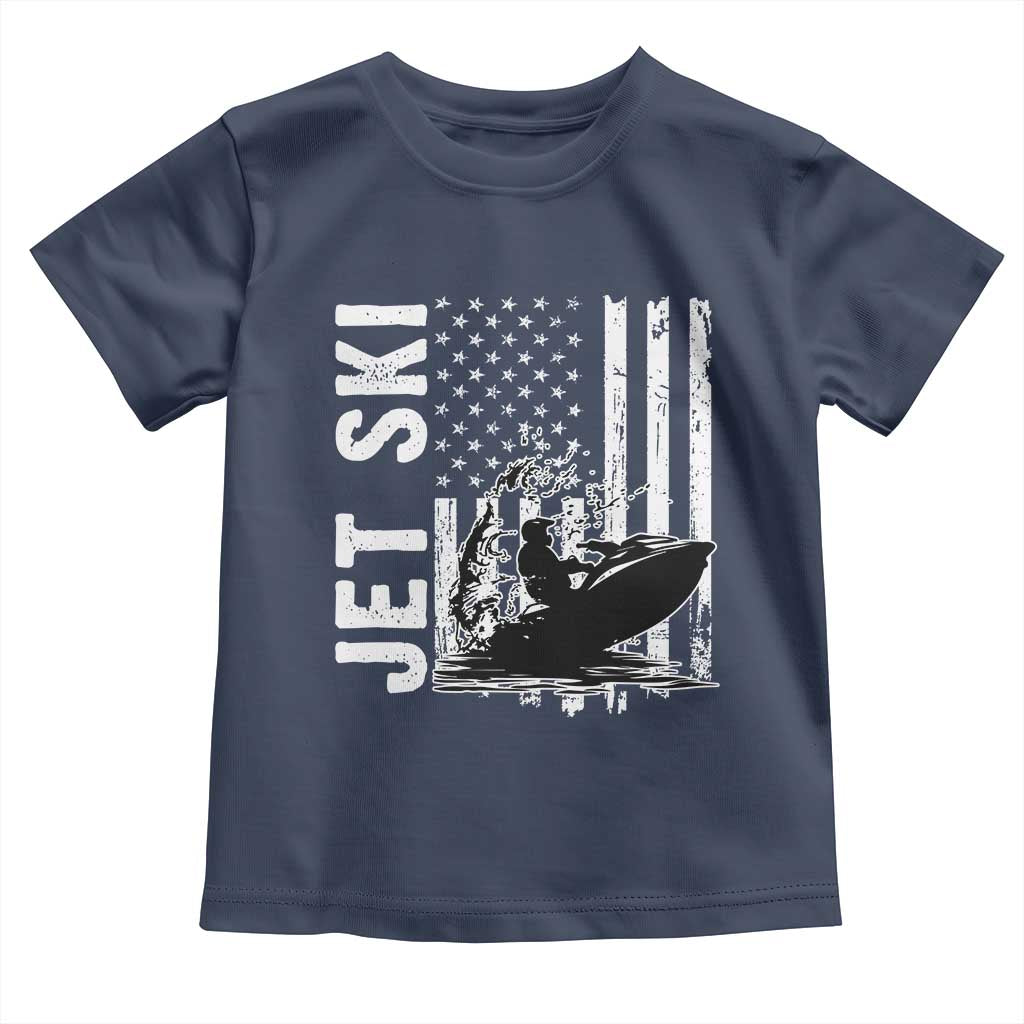 Jet Ski Lover Toddler T Shirt Vintage Ski Rider American Flag Water Sport - Wonder Print Shop