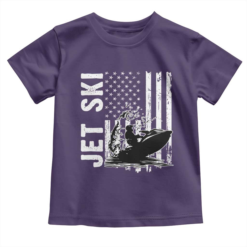 Jet Ski Lover Toddler T Shirt Vintage Ski Rider American Flag Water Sport - Wonder Print Shop