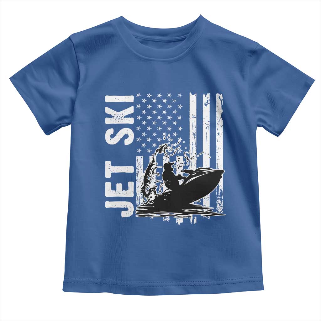 Jet Ski Lover Toddler T Shirt Vintage Ski Rider American Flag Water Sport - Wonder Print Shop