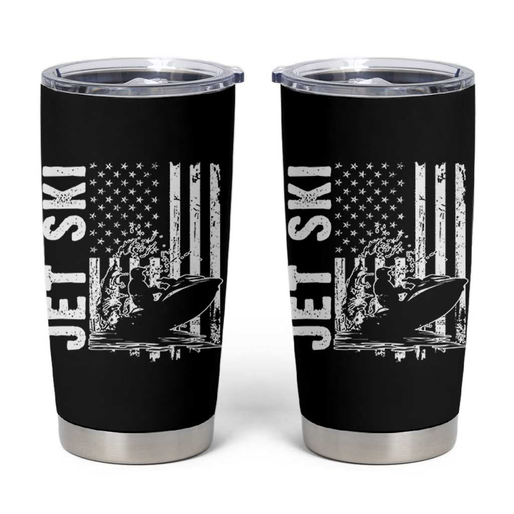 Jet Ski Lover Tumbler Cup Vintage Ski Rider American Flag Water Sport - Wonder Print Shop