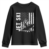 Jet Ski Lover Youth Sweatshirt Vintage Ski Rider American Flag Water Sport - Wonder Print Shop