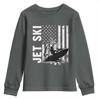Jet Ski Lover Youth Sweatshirt Vintage Ski Rider American Flag Water Sport - Wonder Print Shop
