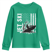 Jet Ski Lover Youth Sweatshirt Vintage Ski Rider American Flag Water Sport - Wonder Print Shop