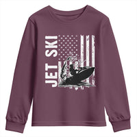 Jet Ski Lover Youth Sweatshirt Vintage Ski Rider American Flag Water Sport - Wonder Print Shop