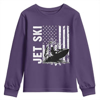 Jet Ski Lover Youth Sweatshirt Vintage Ski Rider American Flag Water Sport - Wonder Print Shop