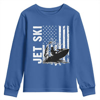 Jet Ski Lover Youth Sweatshirt Vintage Ski Rider American Flag Water Sport - Wonder Print Shop