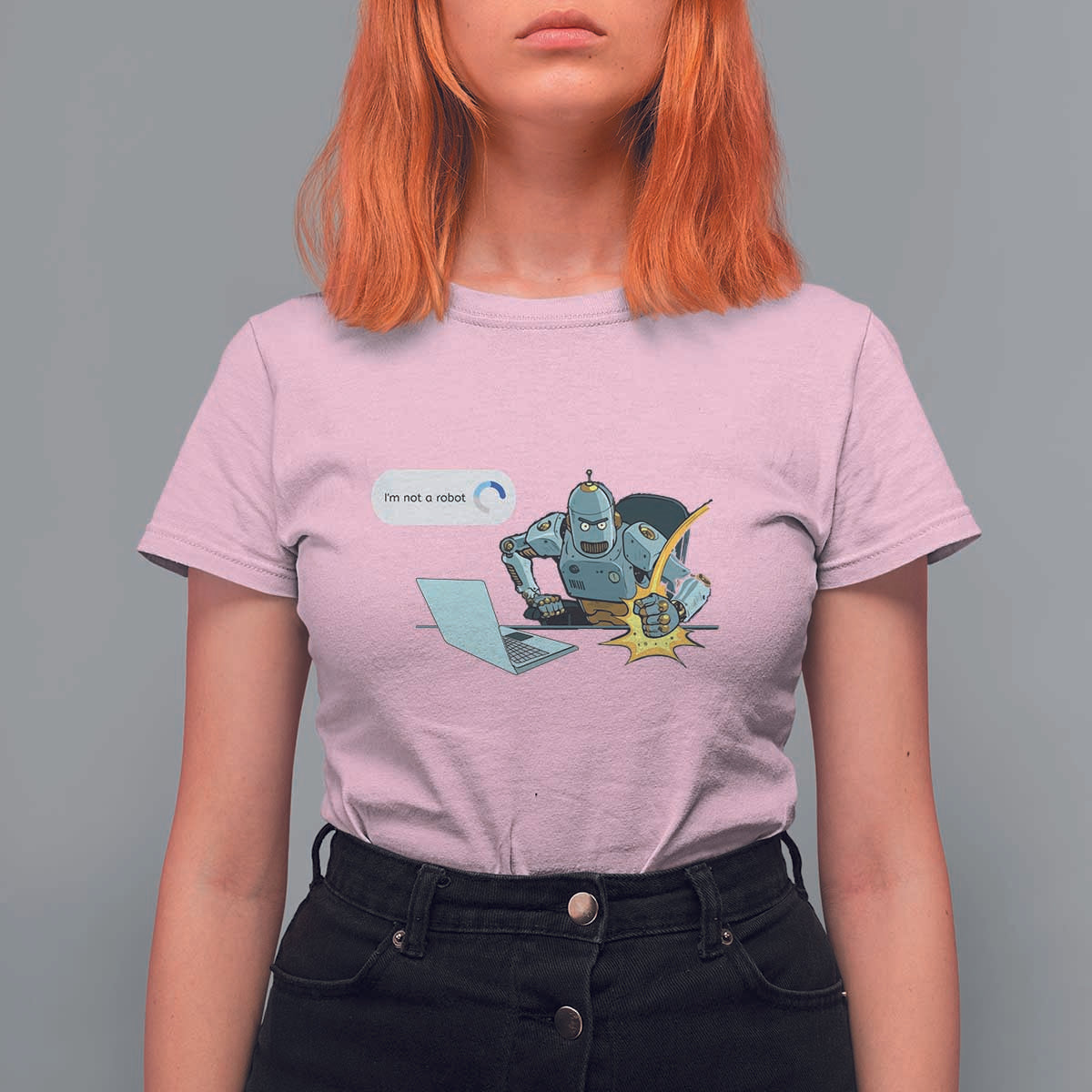 Funny I Am Not A Robot T Shirt For Women Captcha Bot Login Programmer Computer - Wonder Print Shop