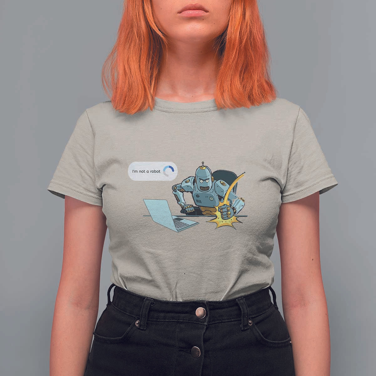 Funny I Am Not A Robot T Shirt For Women Captcha Bot Login Programmer Computer - Wonder Print Shop
