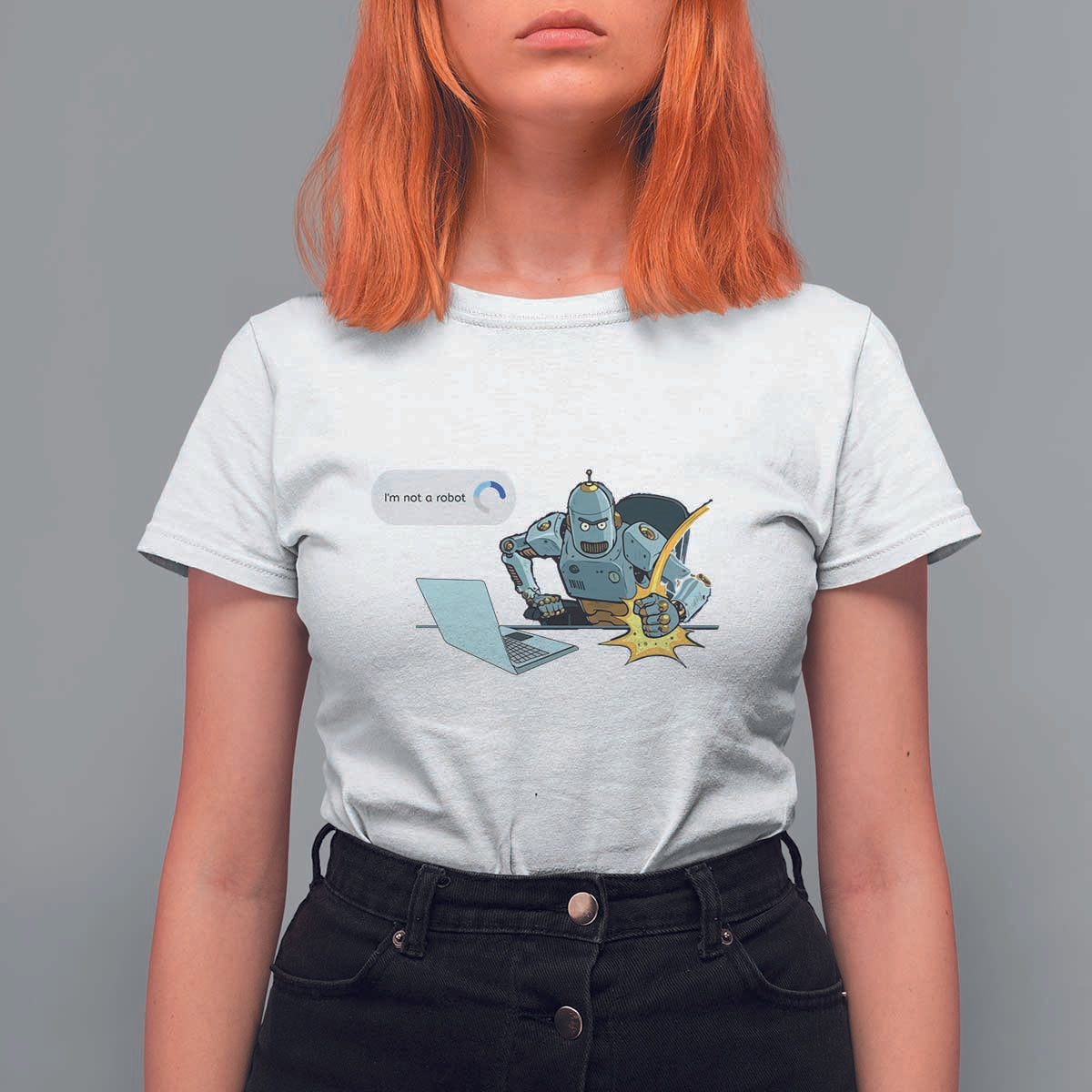 Funny I Am Not A Robot T Shirt For Women Captcha Bot Login Programmer Computer - Wonder Print Shop