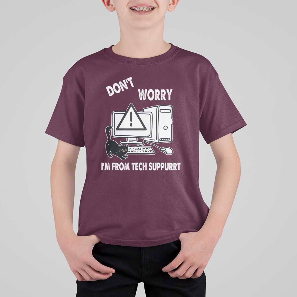 Funny Programming Cat T Shirt For Kid Don't Worry I'm From Tech Suppurrt Support Computer - Wonder Print Shop