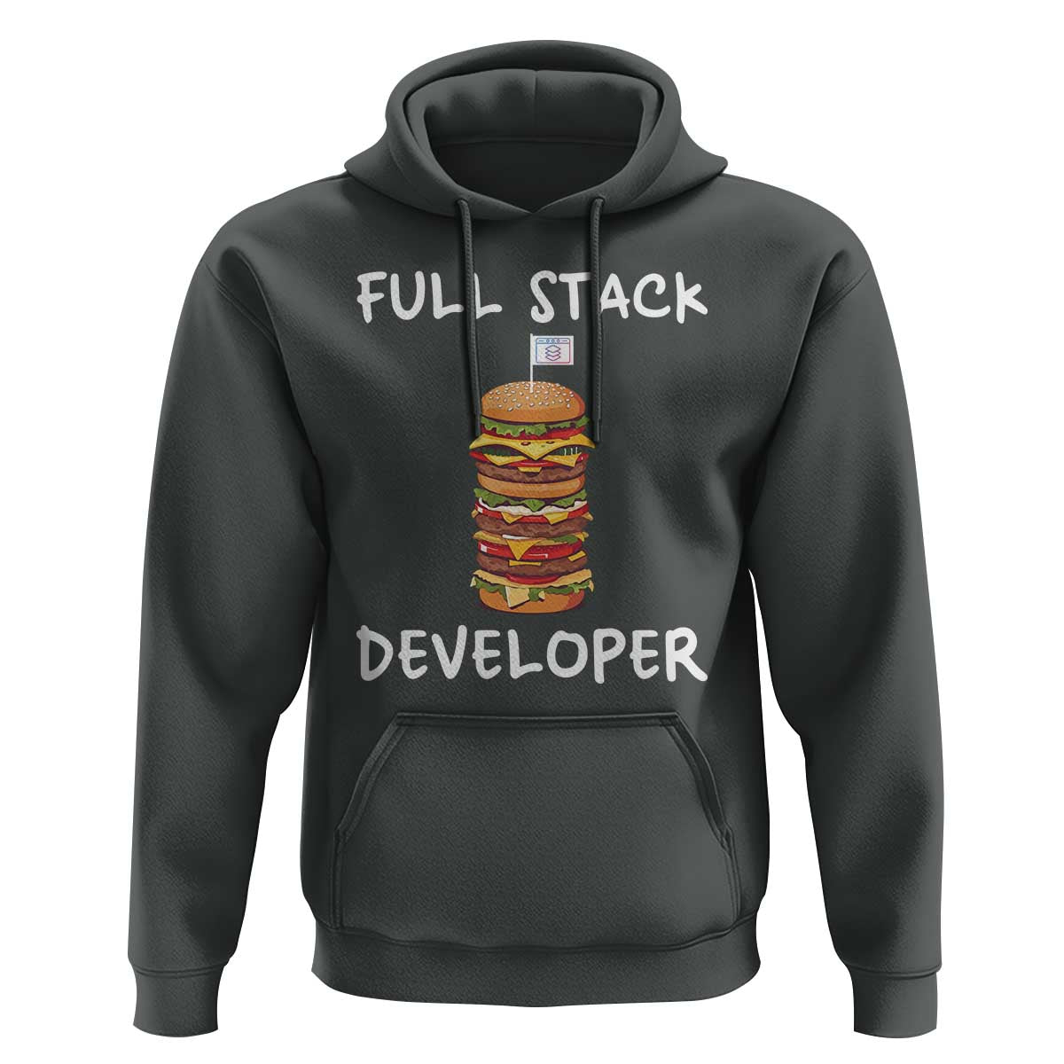 Funny Programmer Hoodie Full Stack Developer Computer Science Hamburger - Wonder Print Shop