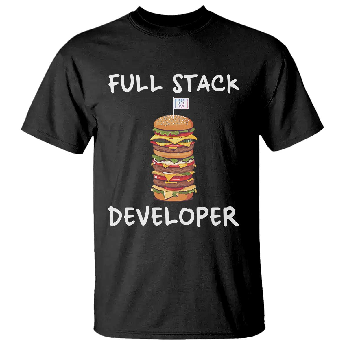 Funny Programmer T Shirt Full Stack Developer Computer Science Hamburger - Wonder Print Shop