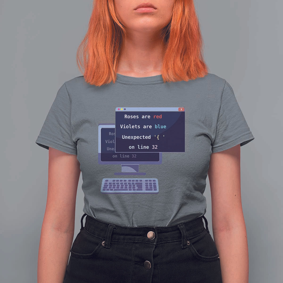 Funny Programmer T Shirt For Women Roses Are Red Violets Are Blue Unexpected On Line 32 - Wonder Print Shop