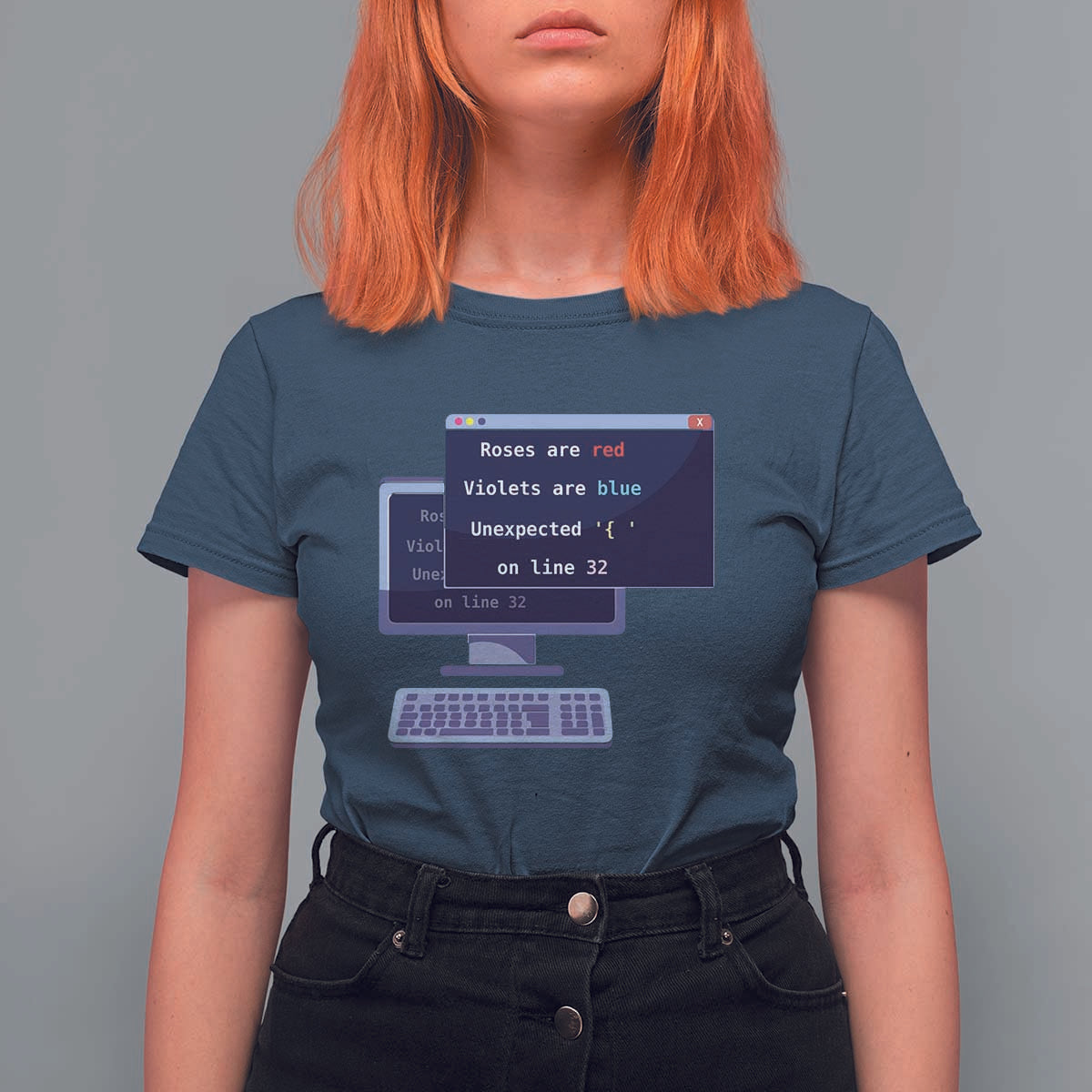 Funny Programmer T Shirt For Women Roses Are Red Violets Are Blue Unexpected On Line 32 - Wonder Print Shop