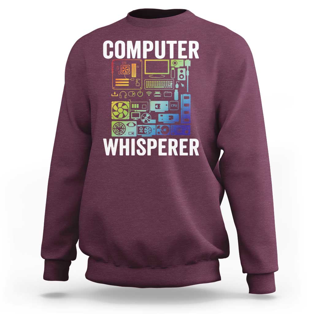 Computer Technician Sweatshirt Computer Whisperer IT Tech Support Devices - Wonder Print Shop