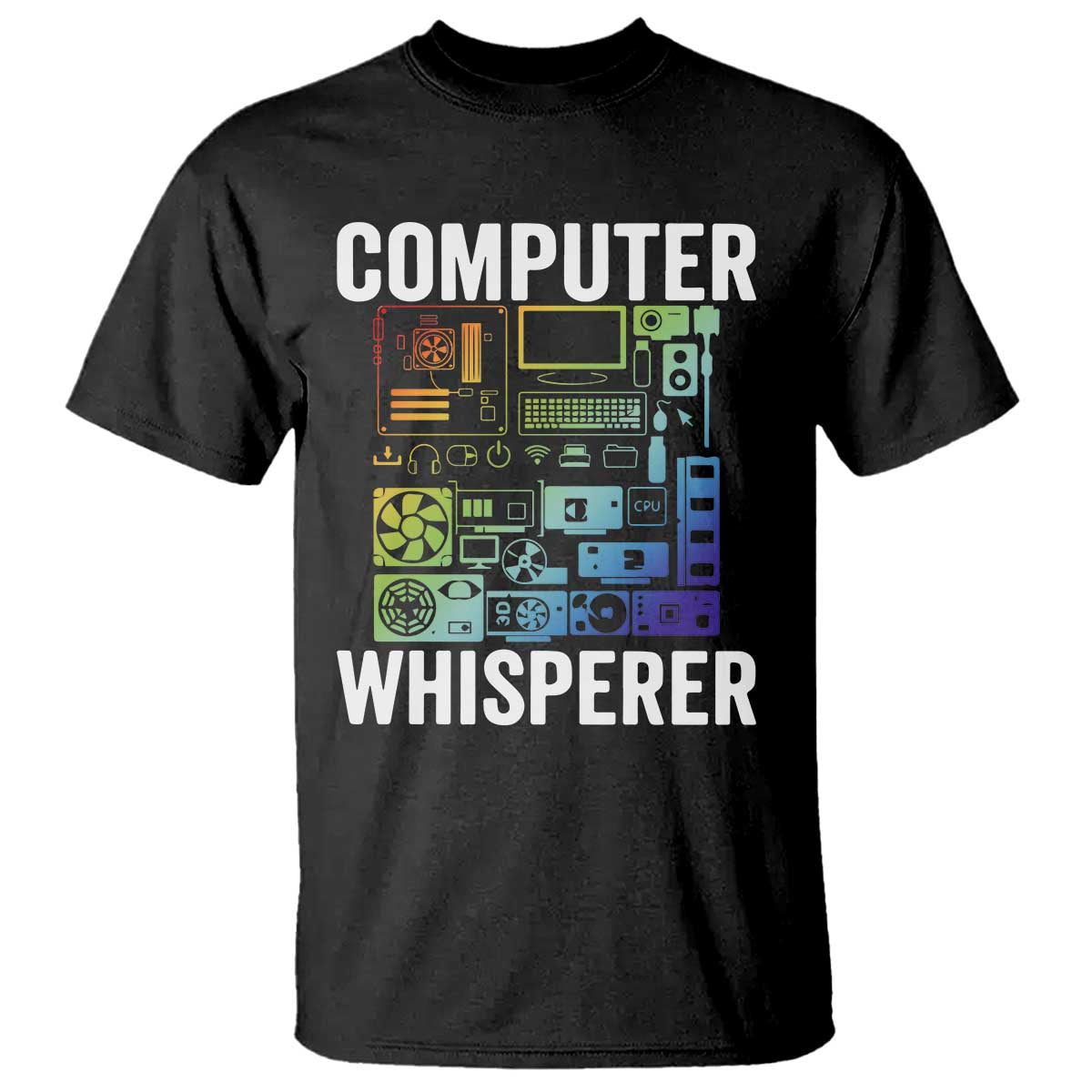 Computer Technician T Shirt Computer Whisperer IT Tech Support Devices - Wonder Print Shop