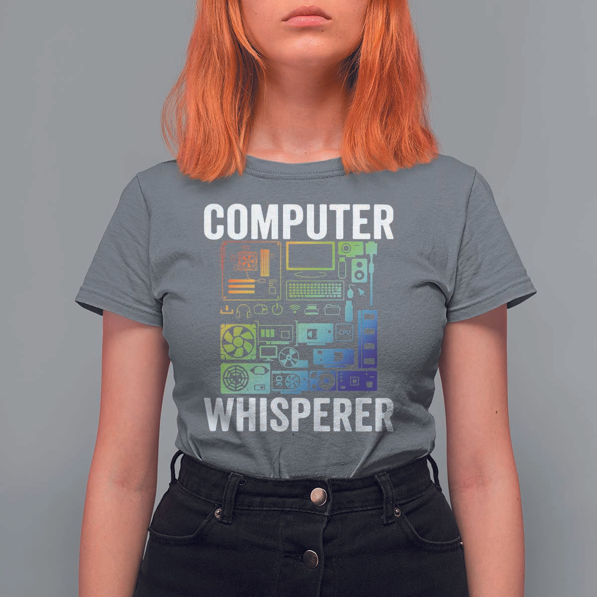 Computer Technician T Shirt For Women Computer Whisperer IT Tech Support Devices - Wonder Print Shop