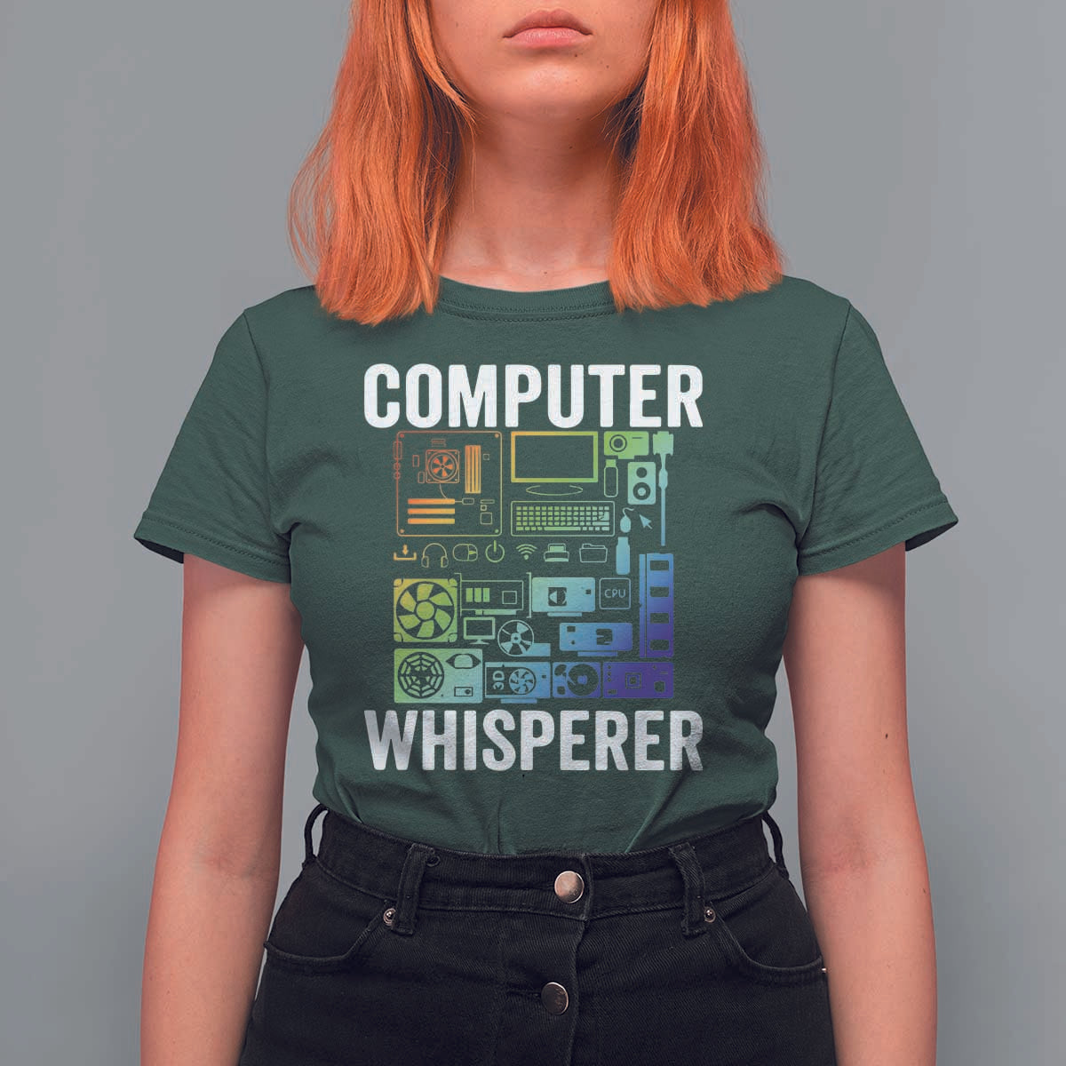 Computer Technician T Shirt For Women Computer Whisperer IT Tech Support Devices - Wonder Print Shop