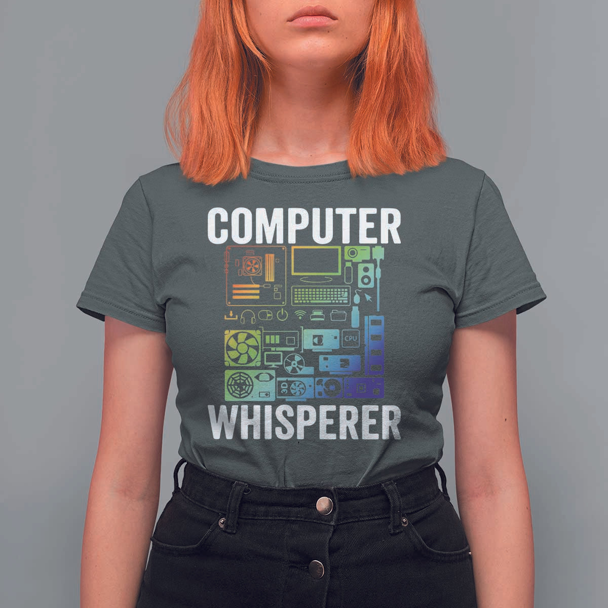 Computer Technician T Shirt For Women Computer Whisperer IT Tech Support Devices - Wonder Print Shop