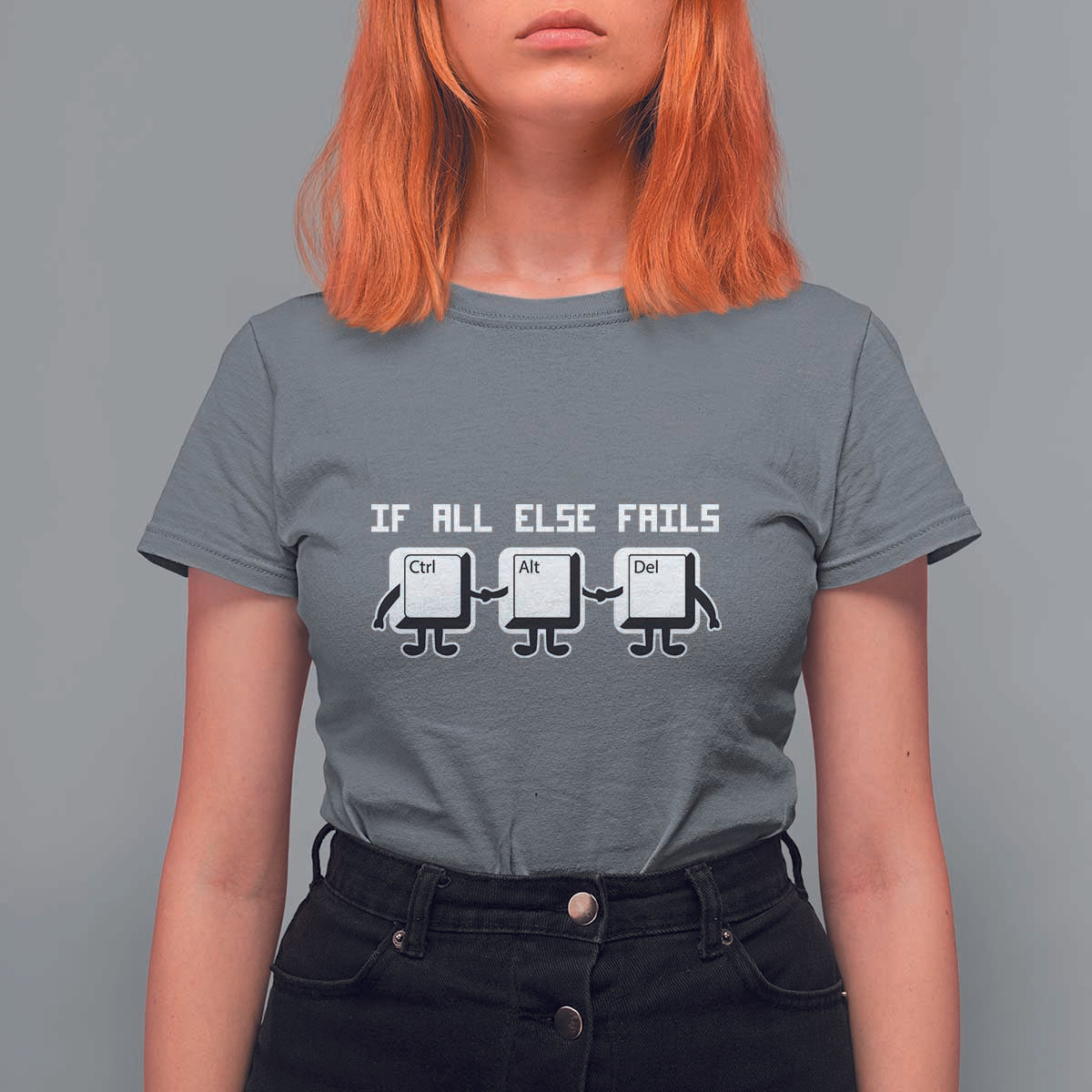 Funny Developer T Shirt For Women If All Else Fails Ctrl Alt Del Keyboard Computer - Wonder Print Shop