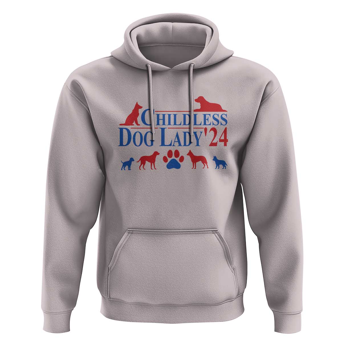 Childless Dog Lady '24 Hoodie Patriotic 2024 Election Vote Paw - Wonder Print Shop