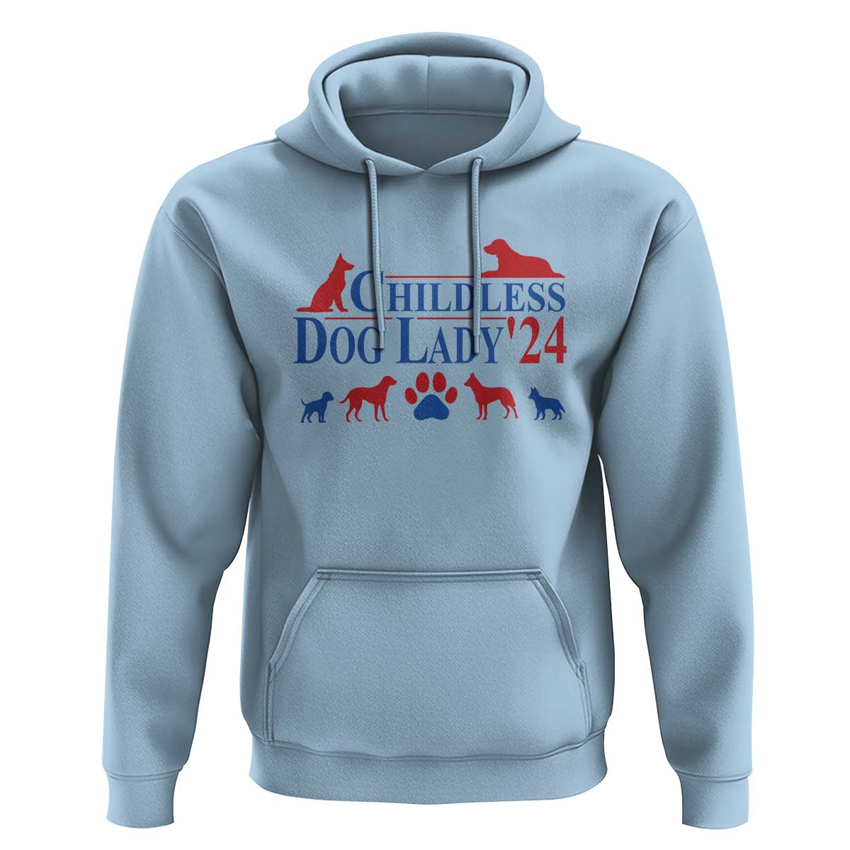 Childless Dog Lady '24 Hoodie Patriotic 2024 Election Vote Paw - Wonder Print Shop