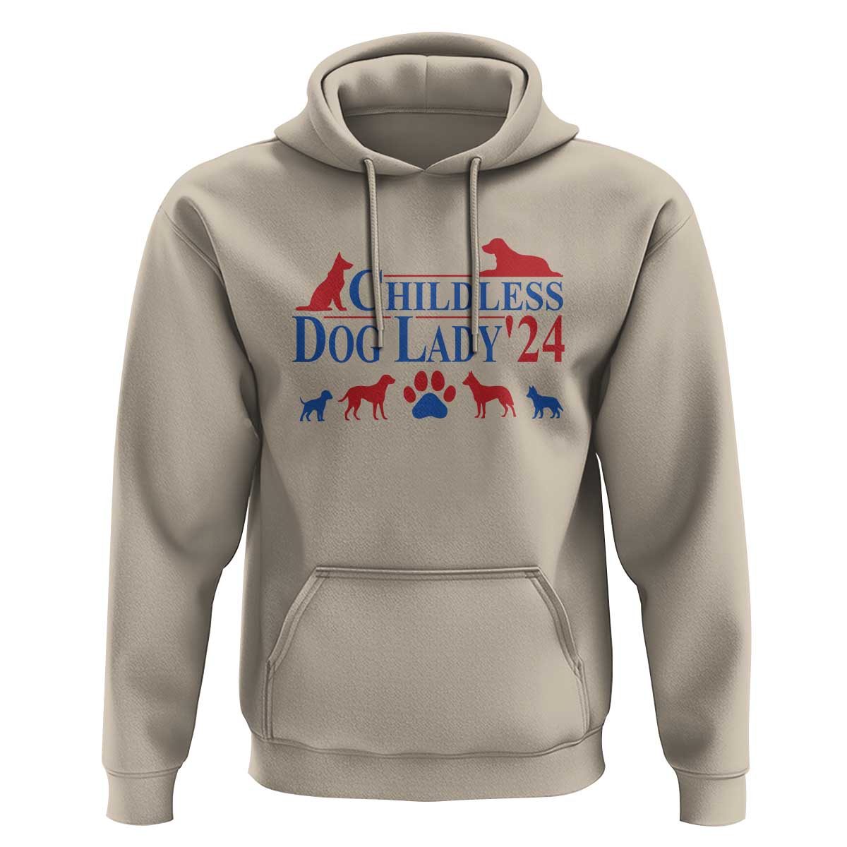 Childless Dog Lady '24 Hoodie Patriotic 2024 Election Vote Paw - Wonder Print Shop