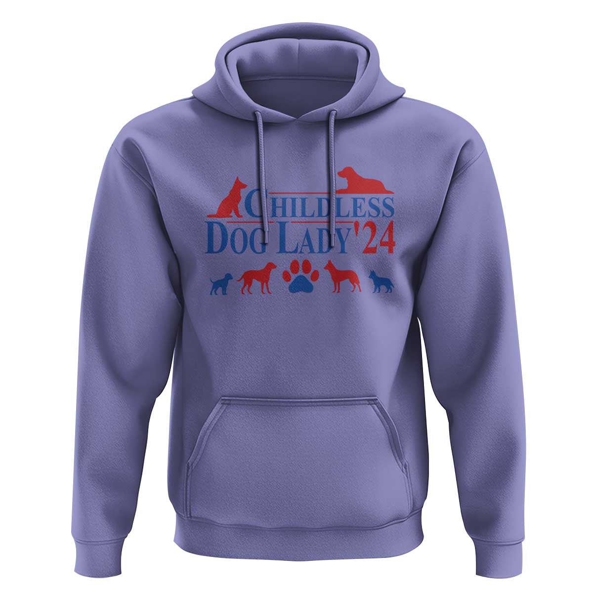 Childless Dog Lady '24 Hoodie Patriotic 2024 Election Vote Paw - Wonder Print Shop