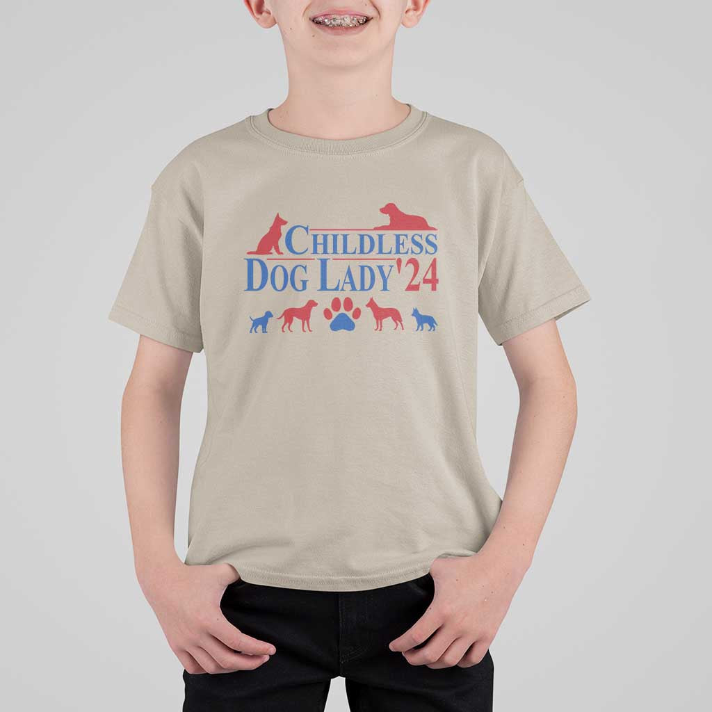 Childless Dog Lady '24 T Shirt For Kid Patriotic 2024 Election Vote Paw - Wonder Print Shop