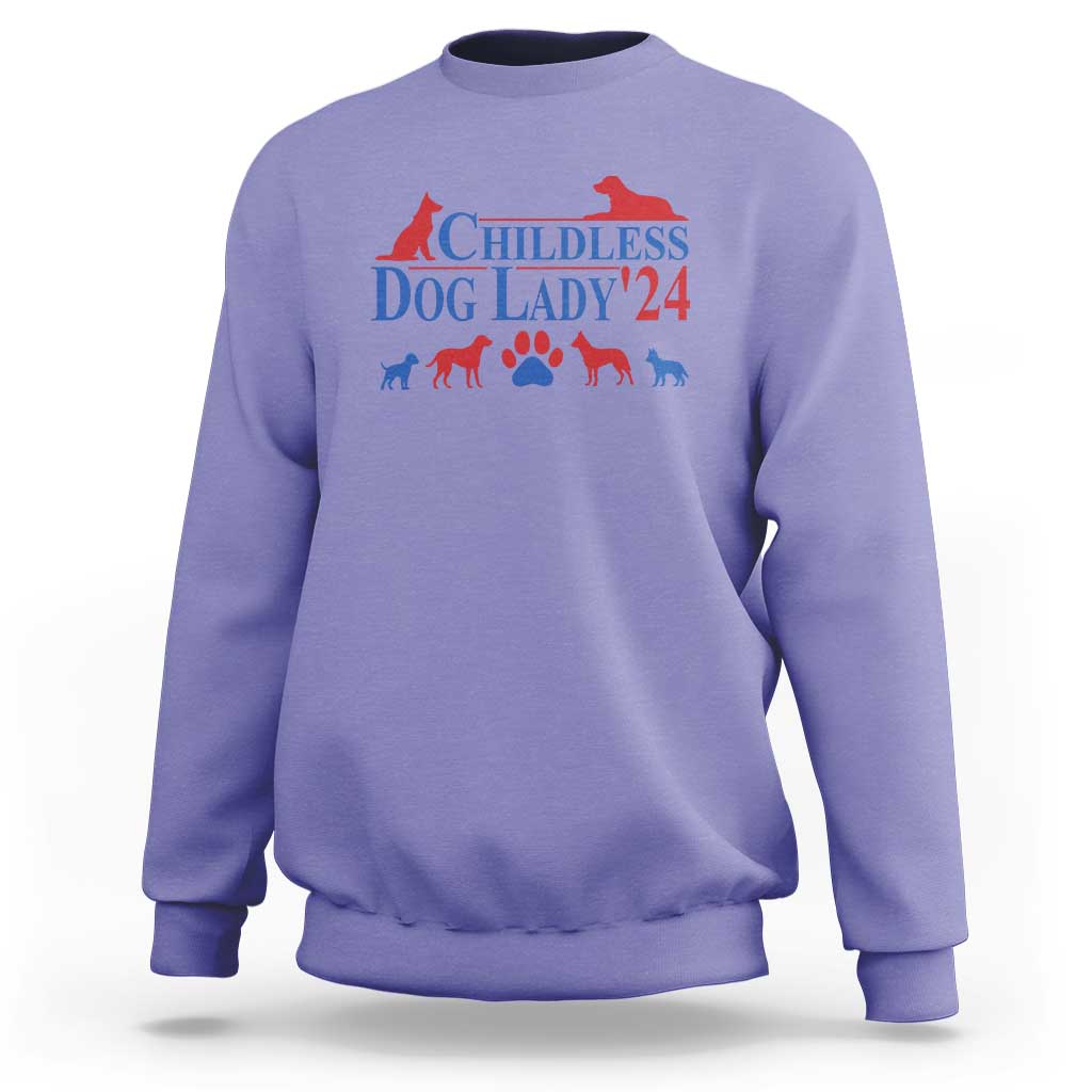 Childless Dog Lady '24 Sweatshirt Patriotic 2024 Election Vote Paw - Wonder Print Shop