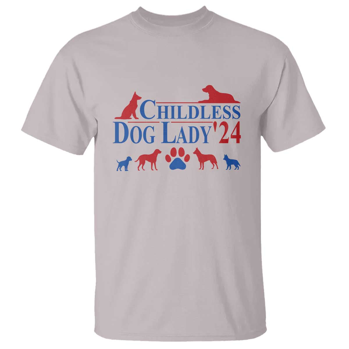 Childless Dog Lady '24 T Shirt Patriotic 2024 Election Vote Paw - Wonder Print Shop